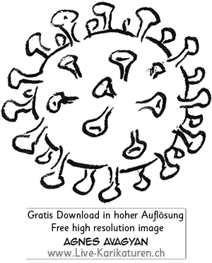 Virus, Corona, Covid-19, Covid19, einzeln, Mikroskop, schwarzweiss, Krankheit, Seuche, Pest, Epidemie, Pandemie, global, 2020, China, Korona, Agnes Live-Karikaturen, Clipart, Comic, Cartoon, Illustration, Cartoon, Comic, Karikatur, Zeichnung, Download, kostenlos, Gratisbild, gratis, free, Kunst, Kuenstler, Live Karikaturist, Comiczeichner, Armenia