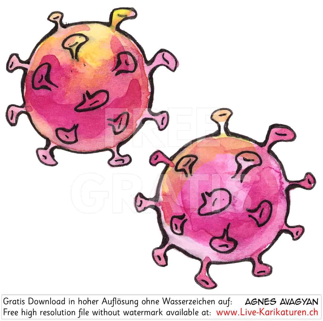 Virus Corona Covid-19 zwei Duo gelb rot — Agnes Live-Karikaturen &
Visualisierungen