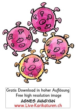 Virus Corona Covid-19 Viren Mikroskop Nahaufnahme Agnes Live-Karikaturen, Clipart, Comic, Cartoon, Illustration, Cartoon, Comic, Karikatur, Zeichnung, Download, kostenlos, Gratisbild, gratis, free, Kunst, Kuenstler, Live Karikaturist, Comiczeichner, Armenia