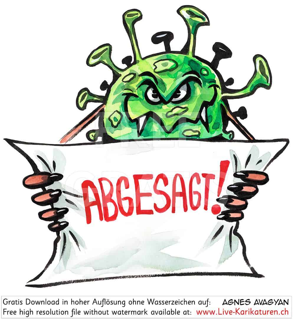 Virus Corona Covid-19 Schild abgesagt Ausfall Gesicht Agnes Live-Karikaturen, Clipart, Comic, Cartoon, Illustration, Cartoon, Comic, Karikatur, Zeichnung, Download, kostenlos, Gratisbild, gratis, free, Kunst, Kuenstler, Live Karikaturist, Comiczeichner, Armenia