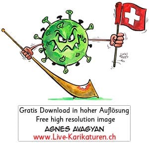 Virus Corona Covid-19 Schweiz Alphorn Epidemie Pandemie Comicfigur lustig Gesicht Flagge Agnes Live-Karikaturen, Clipart, Comic, Cartoon, Illustration, Cartoon, Comic, Karikatur, Zeichnung, Download, kostenlos, Gratisbild, gratis, free, Kunst, Kuenstler, Live Karikaturist, Comiczeichner, Armenia