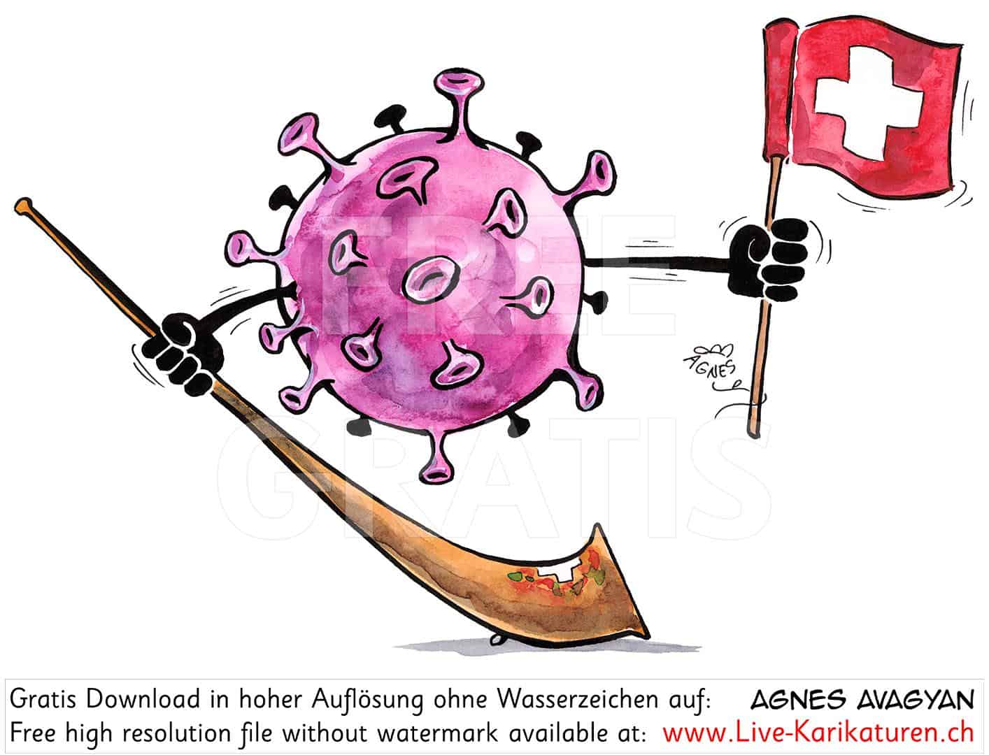 Virus Corona Covid-19 Schweizer Fahne Alphorn — Agnes Live ...