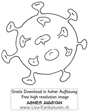 Virus, Corona, Covid-19, Covid19, einzeln, Single, Mikroskop, schwarzweiss, Krankheit, Seuche, Pest, Epidemie, Pandemie, global, 2020, China, Korona, Agnes Live-Karikaturen, Clipart, Comic, Cartoon, Illustration, Cartoon, Comic, Karikatur, Zeichnung, Download, kostenlos, Gratisbild, gratis, free, Kunst, Kuenstler, Live Karikaturist, Comiczeichner, Armenia
