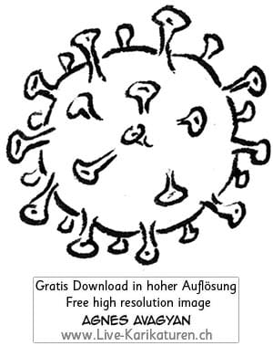 Virus, Corona, Covid-19, Covid19, einzeln, Single, Mikroskop, schwarzweiss, Krankheit, Seuche, Pest, Epidemie, Pandemie, global, 2020, China, Korona, Agnes Live-Karikaturen, Clipart, Comic, Cartoon, Illustration, Cartoon, Comic, Karikatur, Zeichnung, Download, kostenlos, Gratisbild, gratis, free, Kunst, Kuenstler, Live Karikaturist, Comiczeichner, Armenia