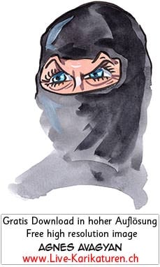 Hijab, Chador, Niqab, Burka, Muslimin, Muslima, Islam, Kopftuch, Verhuellung, Augen, Vermummung, Schnitzelbaenke 2020, Urbi@Orbi, Luzerner Fasnacht, Agnes Live-Karikaturen, Clipart, Comic, Cartoon, Illustration, Cartoon, Comic, Karikatur, Zeichnung, Download, kostenlos, Gratisbild, gratis, free, Kunst, Kuenstler, Live Karikaturist, Comiczeichner, Armenia