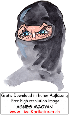 Hijab, Chador, Niqab, Burka, Muslimin, Muslima, Islam, Kopftuch, Verhuellung, Augen, Vermummung, Schnitzelbaenke 2020, Urbi@Orbi, Luzerner Fasnacht, Agnes Live-Karikaturen, Clipart, Comic, Cartoon, Illustration, Cartoon, Comic, Karikatur, Zeichnung, Download, kostenlos, Gratisbild, gratis, free, Kunst, Kuenstler, Live Karikaturist, Comiczeichner, Armenia