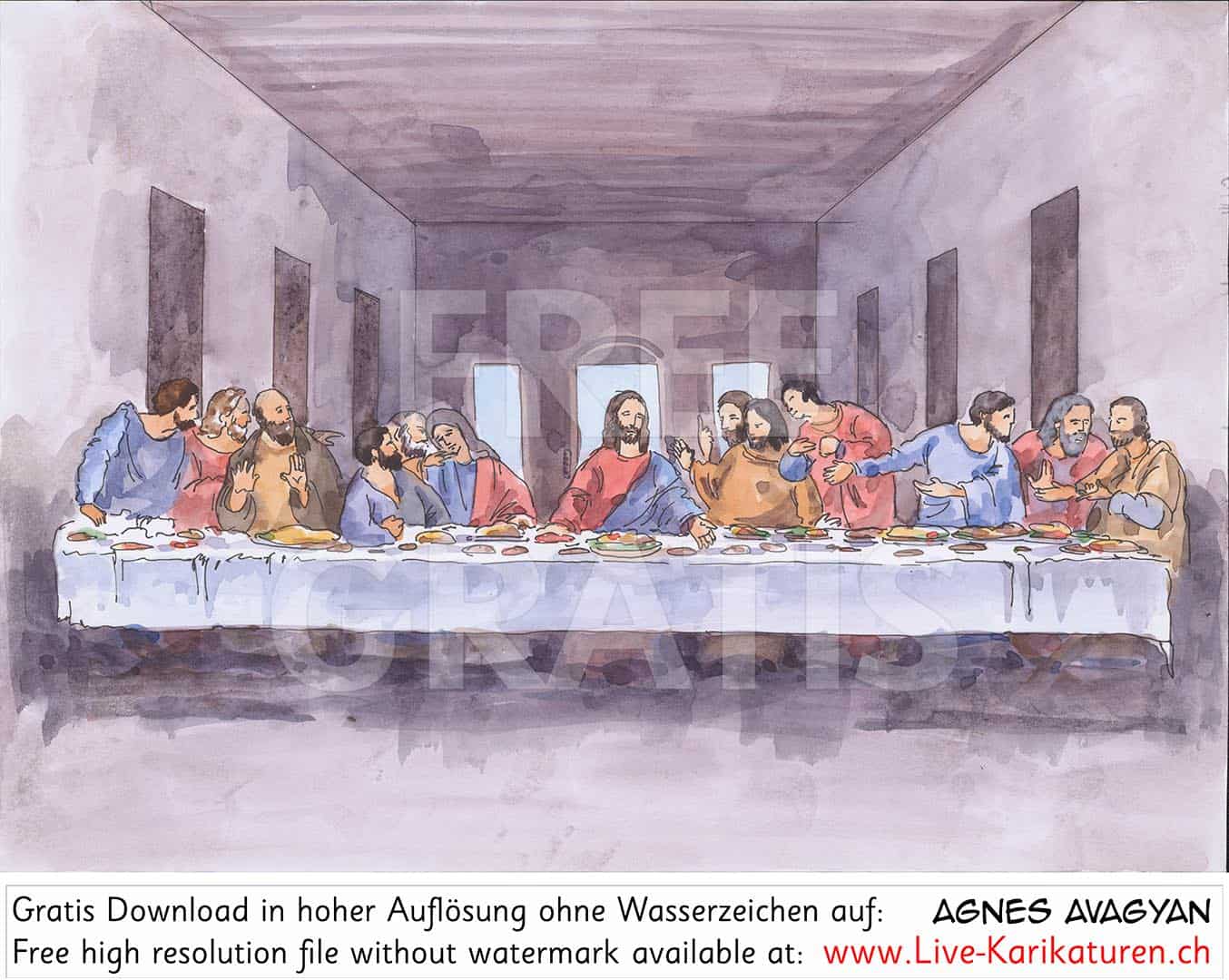 Gruendonnerstag, Hoher Donnerstag, Heiliger Donnerstag, Weisser Donnerstag, Palmdonnerstag, Feria Quinta in coena Domini, Herrenfest, Kirchenjahr, Kirchenfeiertag, christliches Festjahr, Kirche, katholisch, reformiert, Jahreskreis, Jahreskalender, Kalender, Jahreslauf, Agnes Live-Karikaturen, Clipart, Comic, Cartoon, Illustration, Cartoon, Comic, Karikatur, Zeichnung, Download, kostenlos, Gratisbild, gratis, free, Kunst, Kuenstler, Live Karikaturist, Comiczeichner, Armenia