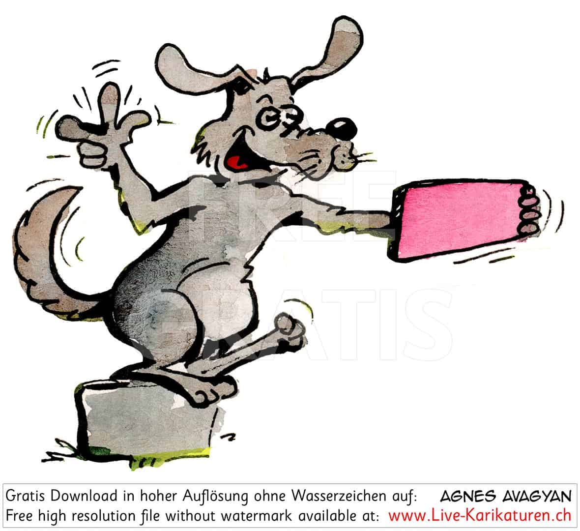 Hund, grau, Selfie, Handy, Foto, Strassenkoeter, Schnitzelbaenke, Urbi@Orbi, Luzerner Fasnacht, Agnes Live-Karikaturen, Clipart, Comic, Cartoon, Illustration, Cartoon, Comic, Karikatur, Zeichnung, Download, kostenlos, Gratisbild, gratis, free, Kunst, Kuenstler, Live Karikaturist, Comiczeichner, Armenia