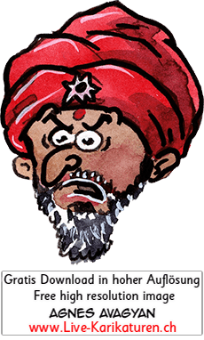 Inder, roter Turban, Fakir, exostisch, Schnitzelbaenke, Urbi@Orbi, Luzerner Fasnacht, Agnes Live-Karikaturen, Clipart, Comic, Cartoon, Illustration, Cartoon, Comic, Karikatur, Zeichnung, Download, kostenlos, Gratisbild, gratis, free, Kunst, Kuenstler, Live Karikaturist, Comiczeichner, Armenia