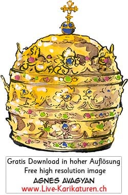 Krone, Gold, Kaiser, Kreuz, verziert, Luxus, wertvoll, Schatz, Kreuz, christlich, Schnitzelbaenke, Urbi@Orbi, Luzerner Fasnacht, Agnes Live-Karikaturen, Clipart, Comic, Cartoon, Illustration, Cartoon, Comic, Karikatur, Zeichnung, Download, kostenlos, Gratisbild, gratis, free, Kunst, Kuenstler, Live Karikaturist, Comiczeichner, Armenia