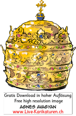 Krone, Gold, Kaiser, Kreuz, verziert, Luxus, wertvoll, Schatz, Kreuz, christlich, Schnitzelbaenke, Urbi@Orbi, Luzerner Fasnacht, Agnes Live-Karikaturen, Clipart, Comic, Cartoon, Illustration, Cartoon, Comic, Karikatur, Zeichnung, Download, kostenlos, Gratisbild, gratis, free, Kunst, Kuenstler, Live Karikaturist, Comiczeichner, Armenia