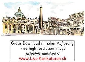 Petersdom, Vatikan, Rom, Obelisk, Sankt Peter, Basilika, Memorialkirche Simon Petrus, Vaticano, Petersplatz, Schnitzelbaenke, Urbi@Orbi, Luzerner Fasnacht, Agnes Live-Karikaturen, Clipart, Comic, Cartoon, Illustration, Cartoon, Comic, Karikatur, Zeichnung, Download, kostenlos, Gratisbild, gratis, free, Kunst, Kuenstler, Live Karikaturist, Comiczeichner, Armenia