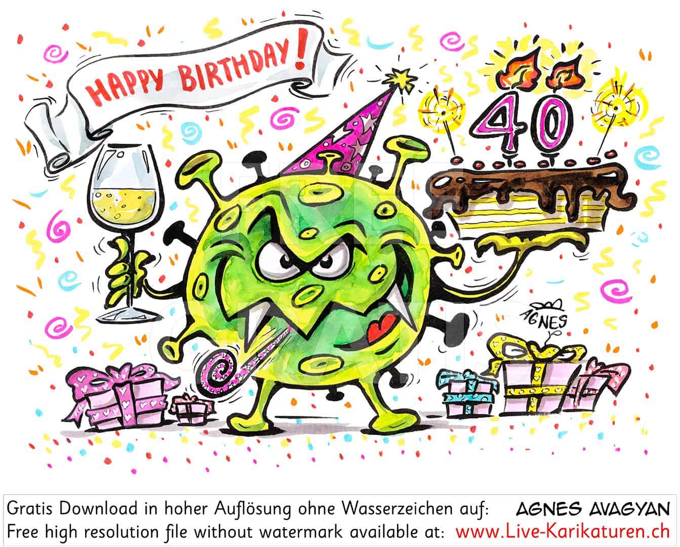 Virus Corona Happy Birthday 40 Jahre Kuchen Agnes Karikaturen Webseite Funktioniert Aber Design Ist Temporar Entfernt