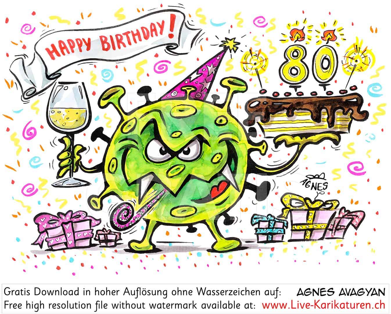 Virus Corona Happy Birthday Kuchen 80 Jahre Agnes Karikaturen Webseite Funktioniert Aber Design Ist Temporar Entfernt