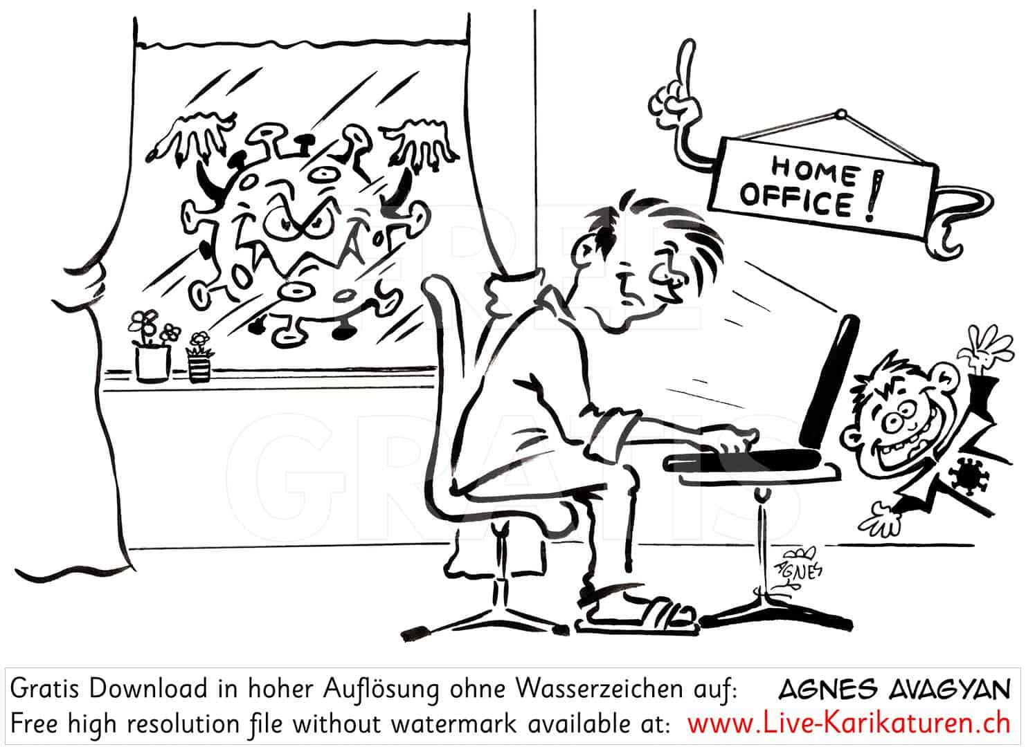 Virus, Corona, Covid-19, Covid19, Homeoffice, Home Office, Kinder, Buero, arbeiten, Kinder, Terror, Stress, Epidemie, Pandemie, 2020, Agnes Live-Karikaturen, Clipart, Comic, Cartoon, Illustration, Cartoon, Comic, Karikatur, Zeichnung, Download, kostenlos, Gratisbild, gratis, free, Kunst, Kuenstler, Live Karikaturist, Comiczeichner, Armenia