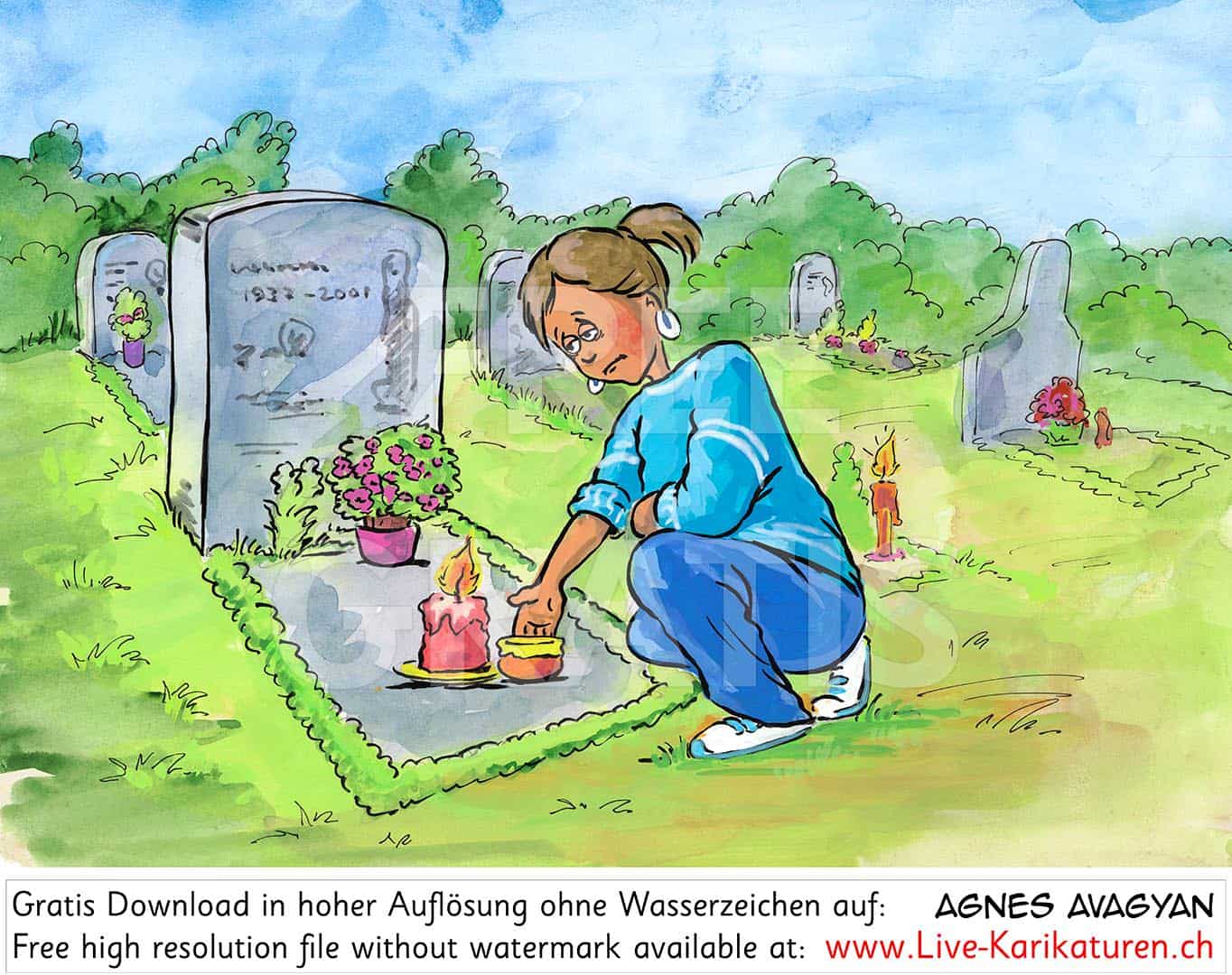 Allerseelen, Dies in commemoratione omnium fidelium defunctorum, Tag des Gedenkens an alle verstorbenen Glaeubigen, 2 November, Fegefeuer, Friedhof, Allerseelenablass, Kirchenjahr, Kirchenfeiertag, christliches Festjahr, Kirche, katholisch, reformiert, Jahreskreis, Jahreskalender, Kalender, Jahreslauf, Agnes Live-Karikaturen, Clipart, Comic, Cartoon, Illustration, Cartoon, Comic, Karikatur, Zeichnung, Download, kostenlos, Gratisbild, gratis, free, Kunst, Kuenstler, Live Karikaturist, Comiczeichner, Armenia