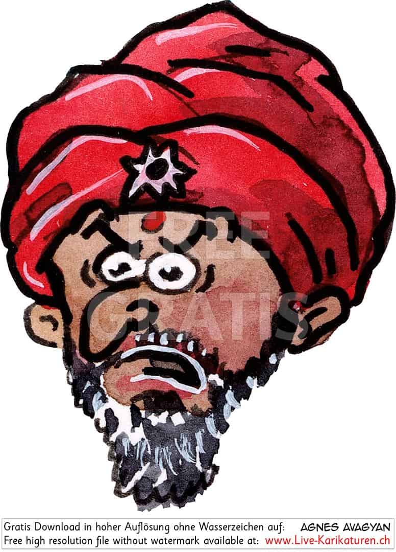 Inder, roter Turban, Fakir, exostisch, Schnitzelbaenke, Urbi@Orbi, Luzerner Fasnacht, Agnes Live-Karikaturen, Clipart, Comic, Cartoon, Illustration, Cartoon, Comic, Karikatur, Zeichnung, Download, kostenlos, Gratisbild, gratis, free, Kunst, Kuenstler, Live Karikaturist, Comiczeichner, Armenia
