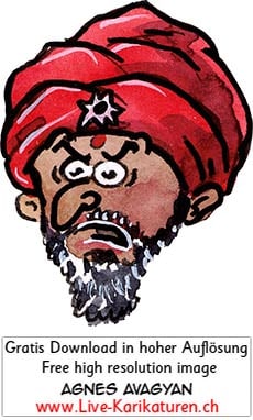 Inder, roter Turban, Fakir, exostisch, Schnitzelbaenke, Urbi@Orbi, Luzerner Fasnacht, Agnes Live-Karikaturen, Clipart, Comic, Cartoon, Illustration, Cartoon, Comic, Karikatur, Zeichnung, Download, kostenlos, Gratisbild, gratis, free, Kunst, Kuenstler, Live Karikaturist, Comiczeichner, Armenia