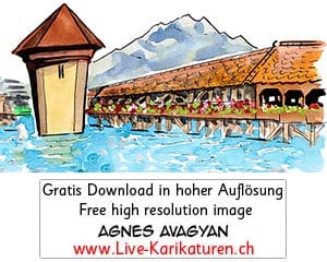 Luzern, Kapellbruecke, Reuss, Fluss, Pilatus, Geranien, Sommer, Tourismus, Leuchtenstadt, Schnitzelbaenke, Urbi@Orbi, Luzerner Fasnacht, Agnes Live-Karikaturen, Clipart, Comic, Cartoon, Illustration, Cartoon, Comic, Karikatur, Zeichnung, Download, kostenlos, Gratisbild, gratis, free, Kunst, Kuenstler, Live Karikaturist, Comiczeichner, Armenia