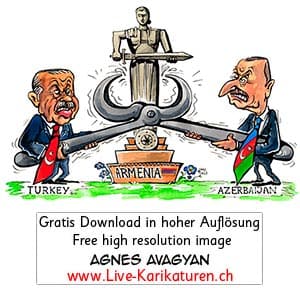 Azerbaijan, Aserbaidschan, İlham Əliyev, Ilham Aliyev, Türkei, Recep Tayyip Erdoğan, Mutter Armenien, Մայր Հայաստան, Majr Hajastan, Armenien, Zange, Krieg, 2020, Clipart, Comic, Cartoon, Illustration, Zeichnung, gratis, free