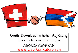 Schweiz, Nagorny Nagorno Karabach Karabakh Arzach, Anerkennung, Recognize, Schweizer Flagge, Handschlag, Haendedruck, Armenien, Agnes Karikaturen, transparent, freigestellt, ohne Hintergrund