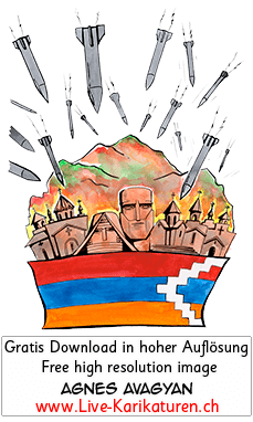 Nagorny Nagorno Karabach Karabakh Arzach, Christenverfolgung, Bombardierung Kirchen, Aserbaidschan, Krieg, Zerstoerung, Christian Prosecution, Anerkennung, Recognize, Armenien, Agnes Karikaturen, www.Live-Karikaturen.ch, Live Karikaturistin für Unterhaltung, Künstler, Alleinunterhalter, Hochzeit, Geburtstag, Firmenevent, Geschäftsanlass, Jubiläum, Pensionierung, Geschenkidee, Portraitbild zeichnen