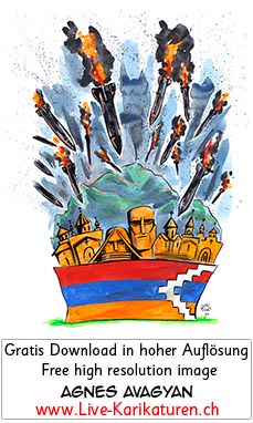 Nagorny Nagorno Karabach Karabakh Arzach, Christenverfolgung, Bombardierung Kirchen, Aserbaidschan, Krieg, Zerstoerung, Christian Prosecution, Anerkennung, Recognize, Armenien, Agnes Karikaturen, www.Live-Karikaturen.ch, Live Karikaturistin für Unterhaltung, Künstler, Alleinunterhalter, Hochzeit, Geburtstag, Firmenevent, Geschäftsanlass, Jubiläum, Pensionierung, Geschenkidee, Portraitbild zeichnen