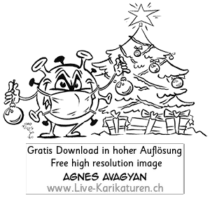Corona, Covid19, Weihnachten, Christmas, Xmas, Feststage, 24 Dezember, Geschenke, Lametta, Weihnachtsdekoration, lustig, Fun, Character, Cartoon, Comic, Clipart, schwarzweiss, Zeichnung, Illustration, Bild, gratis, Toon, Maske, Maskenpflicht, 2020. Virus, Pandemie, Krankheit, Agnes Karikaturen, Event, Unterhaltung, Kunst, Kunsthandwerk, Firmenevent, Geschaeftsessen, Geburtstag, Hochzeit, Firmenevent, Geschenkidee, Hochzeit