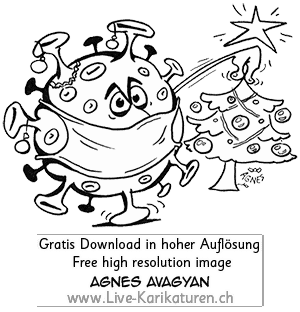 Corona, Covid19, Weihnachten, Christmas, Xmas, Feststage, 24 Dezember, Geschenke, Lametta, Weihnachtsdekoration, lustig, Fun, Character, Cartoon, Comic, Clipart, schwarzweiss, Zeichnung, Illustration, Bild, gratis, Toon, Maske, Maskenpflicht, 2020. Virus, Pandemie, Krankheit, Agnes Karikaturen, Event, Unterhaltung, Kunst, Kunsthandwerk, Firmenevent, Geschaeftsessen, Geburtstag, Hochzeit, Firmenevent, Geschenkidee, Hochzeit