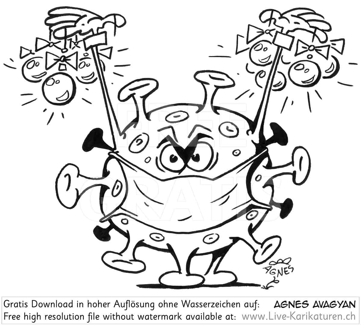 Corona, Covid19, Weihnachten, Christmas, Xmas, Feststage, 24 Dezember, Geschenke, Lametta, Weihnachtsdekoration, lustig, Fun, Character, Cartoon, Comic, Clipart, schwarzweiss, Zeichnung, Illustration, Bild, gratis, Toon, Maske, Maskenpflicht, 2020. Virus, Pandemie, Krankheit, Agnes Karikaturen, Event, Unterhaltung, Kunst, Kunsthandwerk, Firmenevent, Geschaeftsessen, Geburtstag, Hochzeit, Firmenevent, Geschenkidee, Hochzeit