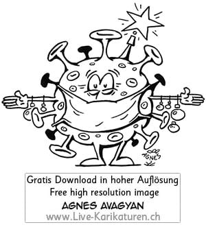 Corona, Covid19, Weihnachten, Christmas, Xmas, Feststage, 24 Dezember, Geschenke, Lametta, Weihnachtsdekoration, lustig, Fun, Character, Cartoon, Comic, Clipart, schwarzweiss, Zeichnung, Illustration, Bild, gratis, Toon, Maske, Maskenpflicht, 2020. Virus, Pandemie, Krankheit, Agnes Karikaturen, Event, Unterhaltung, Kunst, Kunsthandwerk, Firmenevent, Geschaeftsessen, Geburtstag, Hochzeit, Firmenevent, Geschenkidee, Hochzeit