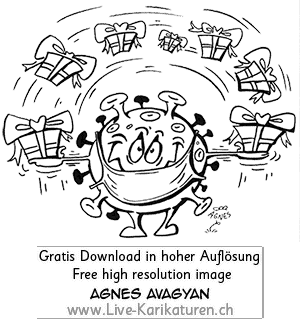 Corona, Covid19, Weihnachten, Christmas, Xmas, Feststage, 24 Dezember, Geschenke, Lametta, Weihnachtsdekoration, lustig, Fun, Character, Cartoon, Comic, Clipart, schwarzweiss, Zeichnung, Illustration, Bild, gratis, Toon, Maske, Maskenpflicht, 2020. Virus, Pandemie, Krankheit, Agnes Karikaturen, Event, Unterhaltung, Kunst, Kunsthandwerk, Firmenevent, Geschaeftsessen, Geburtstag, Hochzeit, Firmenevent, Geschenkidee, Hochzeit