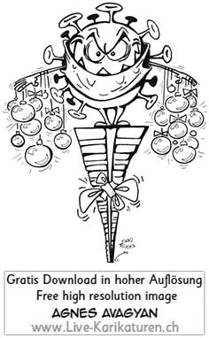 Corona, Covid19, Weihnachten, Christmas, Xmas, Feststage, 24 Dezember, Geschenke, Lametta, Weihnachtsdekoration, lustig, Fun, Character, Cartoon, Comic, Clipart, schwarzweiss, Zeichnung, Illustration, Bild, gratis, Toon, Maske, Maskenpflicht, 2020. Virus, Pandemie, Krankheit, Agnes Karikaturen, Event, Unterhaltung, Kunst, Kunsthandwerk, Firmenevent, Geschaeftsessen, Geburtstag, Hochzeit, Firmenevent, Geschenkidee, Hochzeit