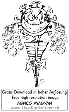 Corona, Covid19, Weihnachten, Christmas, Xmas, Feststage, 24 Dezember, Geschenke, Lametta, Weihnachtsdekoration, lustig, Fun, Character, Cartoon, Comic, Clipart, schwarzweiss, Zeichnung, Illustration, Bild, gratis, Toon, Maske, Maskenpflicht, 2020. Virus, Pandemie, Krankheit, Agnes Karikaturen, Event, Unterhaltung, Kunst, Kunsthandwerk, Firmenevent, Geschaeftsessen, Geburtstag, Hochzeit, Firmenevent, Geschenkidee, Hochzeit