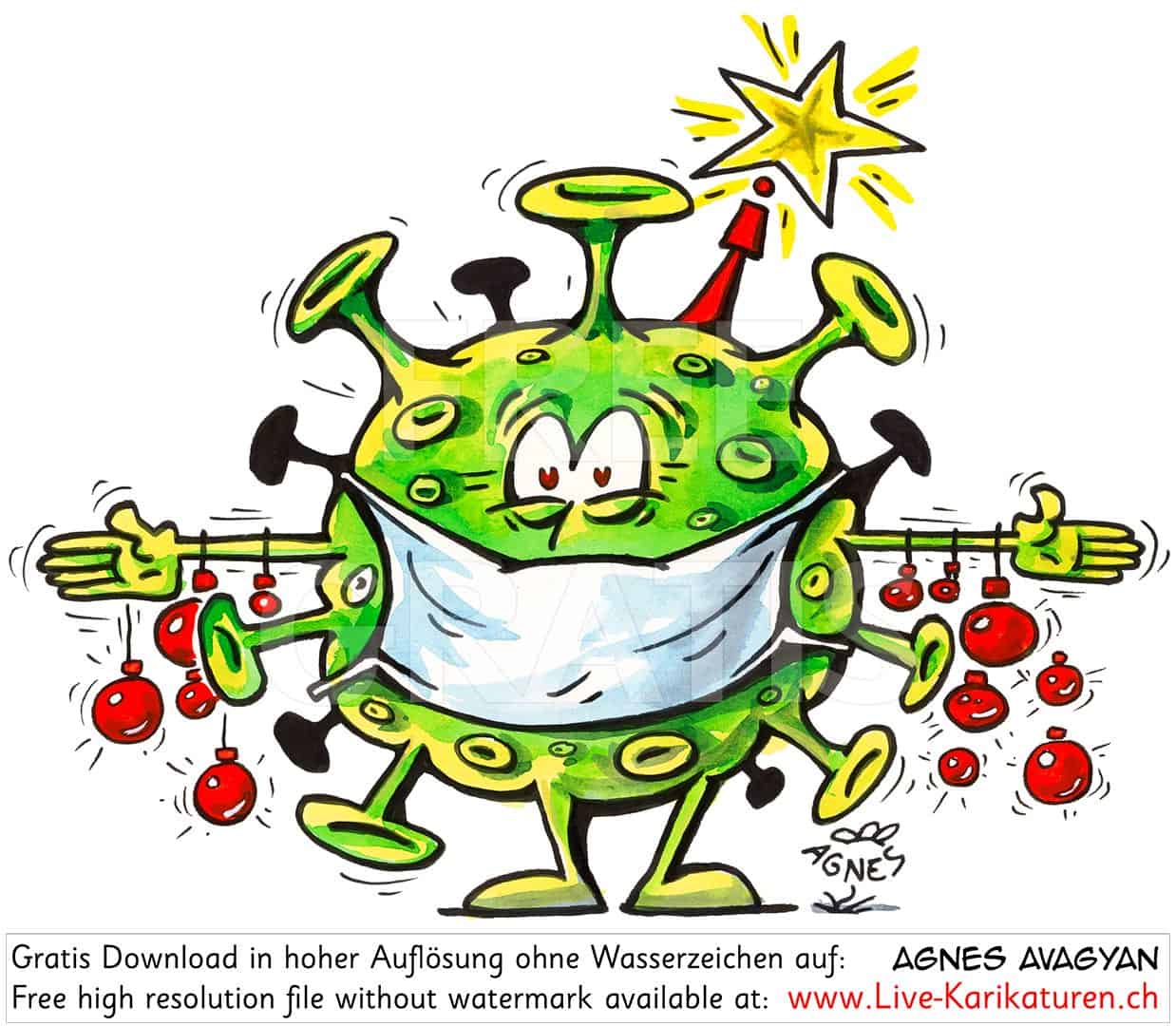Corona, Covid19, Weihnachten, Christmas, Xmas, Feststage, 24 Dezember, Geschenke, Lametta, Weihnachtsdekoration, lustig, Fun, Character, Cartoon, Comic, Clipart, schwarzweiss, Zeichnung, Illustration, Bild, gratis, Toon, Maske, Maskenpflicht, Virus, Pandemie, Agnes Karikaturen, Unterhaltung, Kunst, Kunsthandwerk, Firmenevent, Geschaeftsessen, Geburtstag, Hochzeit, Firmenevent, Geschenkidee, Hochzeit