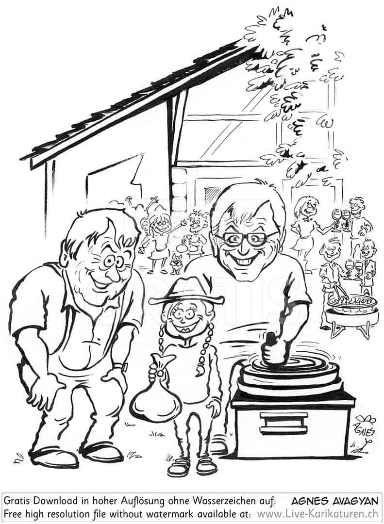 Fluehlenmuehle, Muehlwerk, Mehrmalen, Handmuehle, Ofen, Jean-François Muewly, Erlebnistage, Schulreise, Guemmenen, Pizza backen, Brot backen, Teamevent, Firmenanlass, Geschäftsanlass, Vereinsausflug, Live-Karikaturen, Portraet ab Foto malen, Illustrationen, Agnes Karikaturen