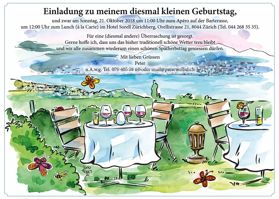 Glueckwunschkarten postkarte design agnes karikaturen schnellzeichner illustrationen einladung geburtstag