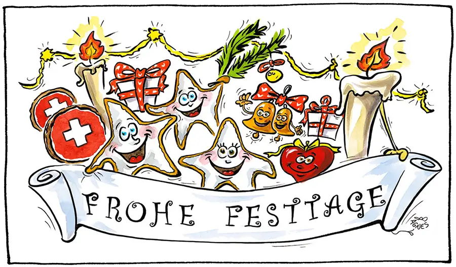 Glueckwunschkarten postkarte design agnes karikaturen schnellzeichner illustrationen frohe festtage