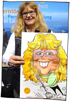 Schnellzeichner agnes karikaturen portraet karikaturen freude positiv
