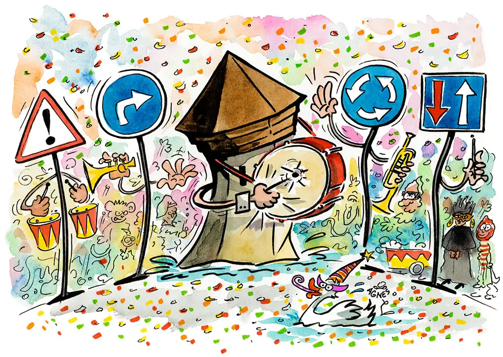 Schnellzeichner kalender malen illustration x1000 februar fasnacht luzern