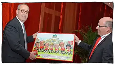 Schnellzeichner karikaturist bern bundespraesident parmelin portraetmalerei bundeshaus tauziehverband weltmeister