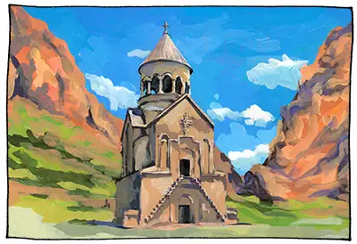Schnellzeichnerin Agnes Avagyan Armenia Noravank Kirche Kloster frame